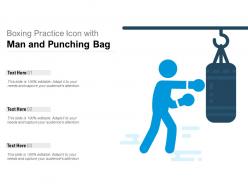Boxing practice icon with man and punching bag