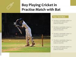 Boy playing cricket in practise match with bat