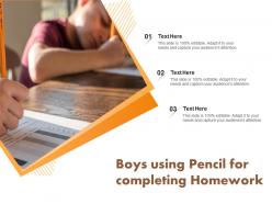 Boys using pencil for completing homework