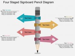 Bp four staged signboard pencil diagram flat powerpoint design