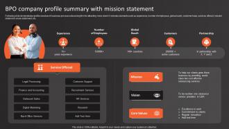 BPO Company Profile Summary With Mission Statement
