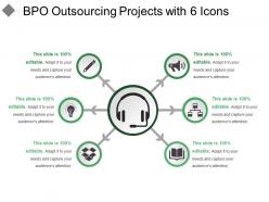 Bpo outsourcing projects with 6 icons