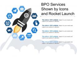 Bpo services shown by icons and rocket launch