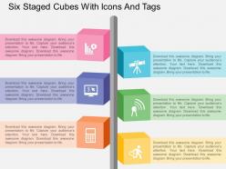 Bq six staged cubes with icons and tags flat powerpoint design