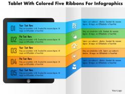 Bq tablet with colored five ribbons for infographics powerpoint templets