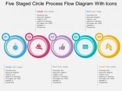 br Five Staged Circle Process Flow Diagram With Icons Flat Powerpoint Design