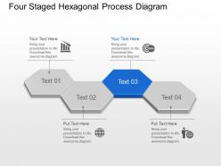 Br four staged hexagonal process diagram powerpoint template slide