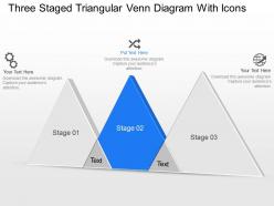 Br three staged triangular venn diagram with icons powerpoint template