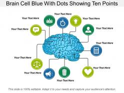 Brain cell blue with dots showing ten points