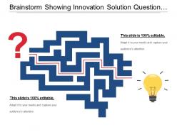 Brainstorm showing innovation solution question mark and bulb