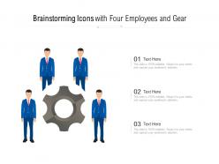 Brainstorming icons with four employees and gear