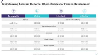 Brainstorming relevant customer characteristics for persona development