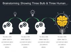 Brainstorming showing three bulb and three human face