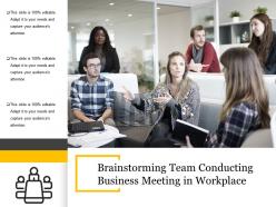 Brainstorming team conducting business meeting in workplace