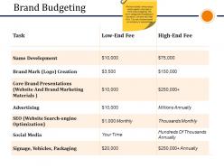Brand budgeting presentation visual aids