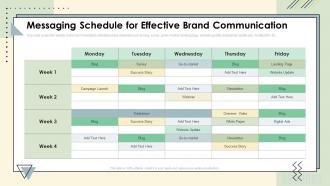 Brand Communication Strategy Messaging Schedule For Effective Brand Communication Ppt Portrait