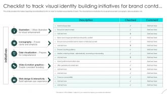 Brand Defense Plan To Handle Rivals Checklist To Track Visual Identity Building Initiatives For Brand