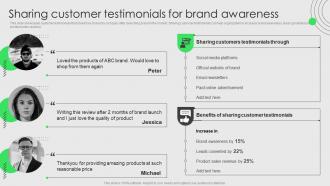 Brand Development And Launch Strategy Sharing Customer Testimonials For Brand Awareness