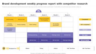 Brand Development Weekly Progress Report With Competitor Research