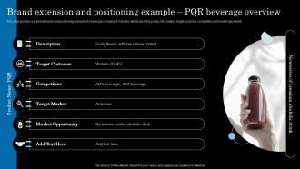 Brand Extension And Positioning Example PQR Beverage Strategic Brand Extension Launching