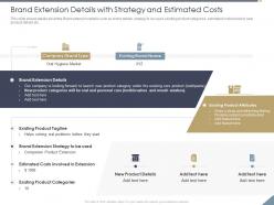 Brand extension details with strategy and estimated costs oral ppt powerpoint template summary