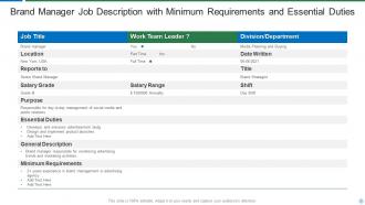 Brand Manager Job Description Powerpoint Ppt Template Bundles