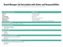 Brand manager job description with duties and responsibilities