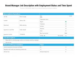 Brand Manager Job Description With Employment Status And Time Spent