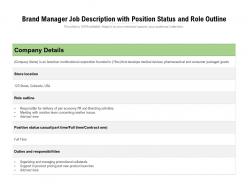 Brand manager job description with position status and role outline