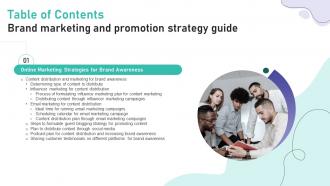 Brand Marketing And Promotion Strategy Guide Table Of Contents Ppt Slides Backgrounds