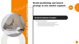 Brand Positioning And Launch Strategy In New Market Segment For Table Of Contents MKT SS V