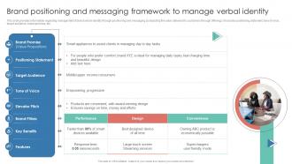 Brand Positioning And Messaging Framework To Manage Leverage Consumer Connection Through Brand