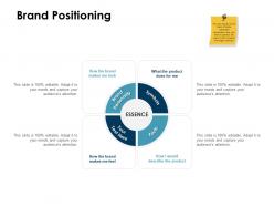 Brand positioning essence ppt powerpoint presentation summary