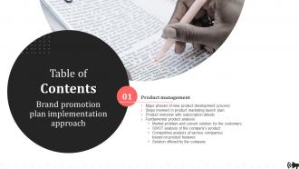 Brand Promotion Plan Implementation Approach Table Of Contents