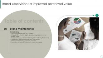 Brand Supervision For Improved Perceived Value Table Of Contents Ppt Slides Infographic Template
