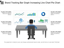 Brand tracking bar graph increasing line chart pie chart