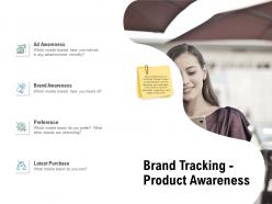Brand tracking product awareness planning ppt powerpoint presentation portfolio elements