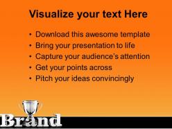 Brand value trophy business success powerpoint templates ppt themes and graphics 0113
