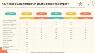 Branding And Design Studio Key Financial Assumptions For Graphic BP SS V