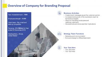 Branding proposal template overview of company for branding proposal ppt themes