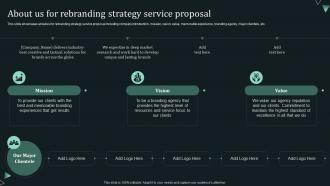Branding Services For Small Businesses Proposal About Us For Rebranding Strategy Service Proposal