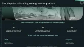 Branding Services For Small Businesses Proposal Next Steps For Rebranding Strategy Service Proposal