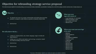 Branding Services For Small Businesses Proposal Objective For Rebranding Strategy Service Proposal
