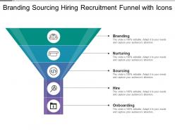 Branding sourcing hiring recruitment funnel with icons
