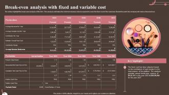 Break Analysis With Fixed And Variable Cost Personal And Beauty Care Business Plan BP SS