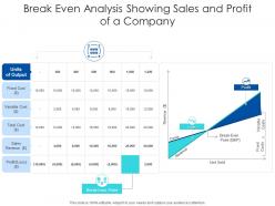 Break even analysis showing sales and profit of a company