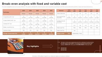 Break Even Analysis With Fixed And Variable Cost Beauty Business Plan BP SS