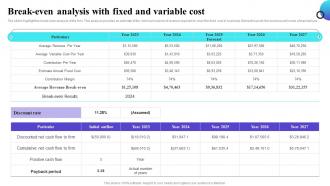 Break Even Analysis With Fixed And Variable Cost Inbound Call Center Business Plan BP SS