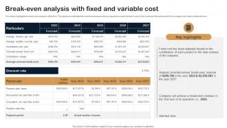 Break Even Analysis With Fixed And Variable Cost Legal Firm Business Plan BP SS