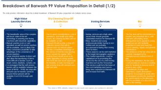 Breakdown of barwash 99 value proposition in detail confidential information memorandum